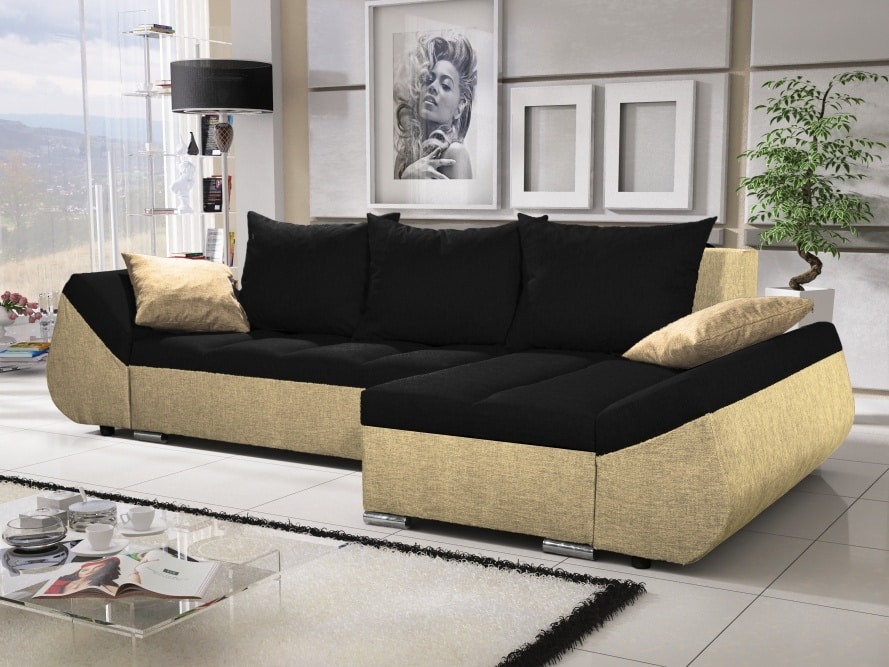 Rohová sedačka KORFU 5, černá/krémová