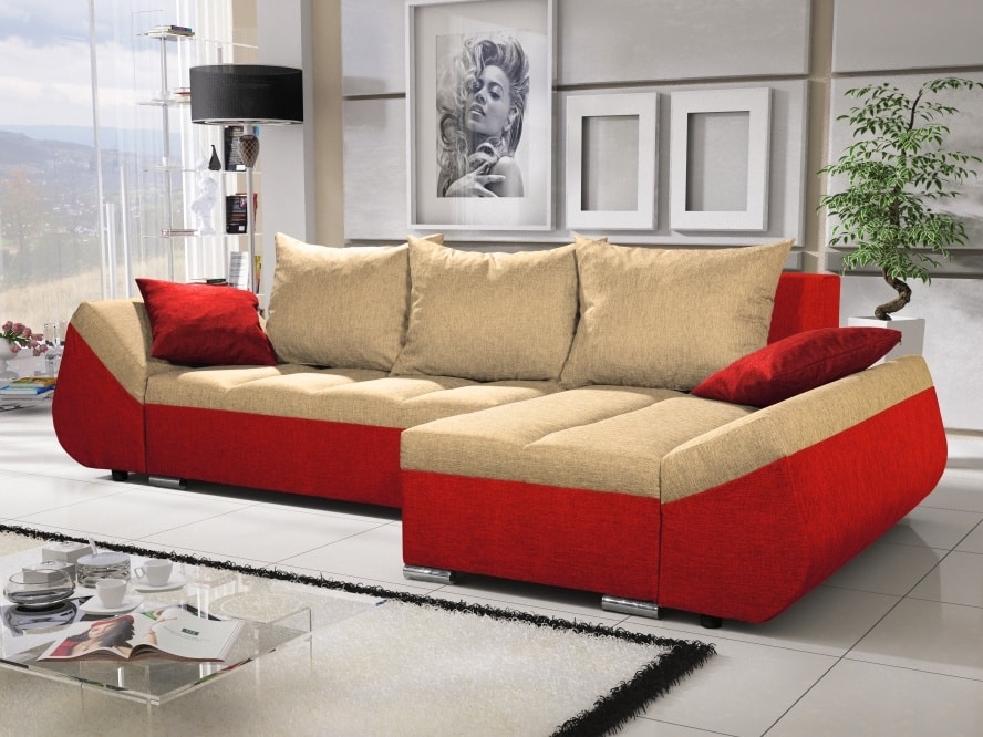 Rohová sedačka KORFU 9, krémová/červená