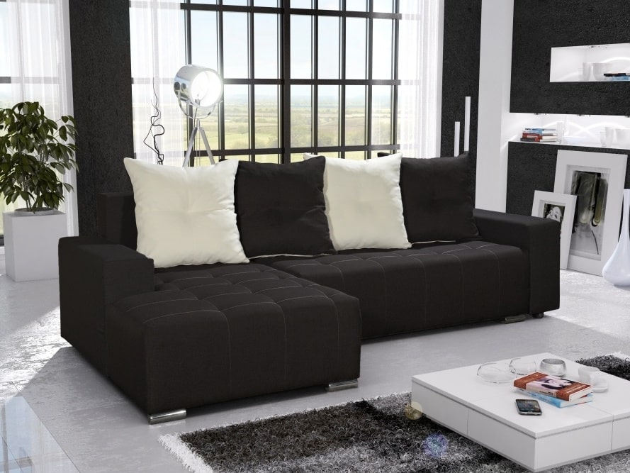 Rohová sedačka TELO 2 levá, černá/krémová