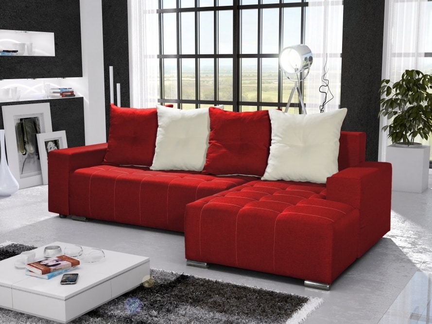 Rohová sedačka TELO 4 pravá, červená/krémová