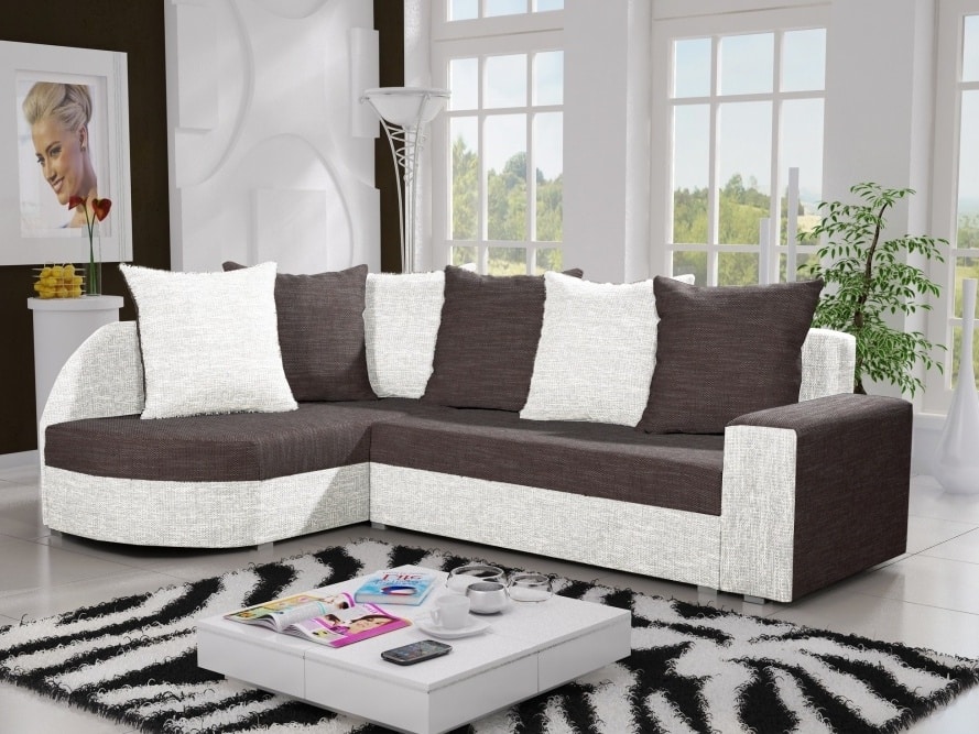 Rohová sedačka LIZBONA 2 levá, hnědá/krémová