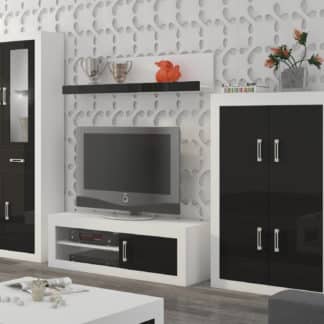 Obývací stěna VERIN 10, bílá/černý lesk