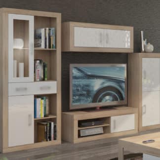 Obývací stěna VERIN 8, dub sonoma/bílý lesk