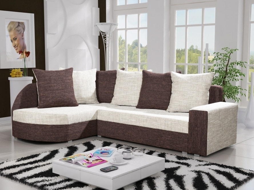 Rohová sedačka LIZBONA 1 levá, krémová/hnědá
