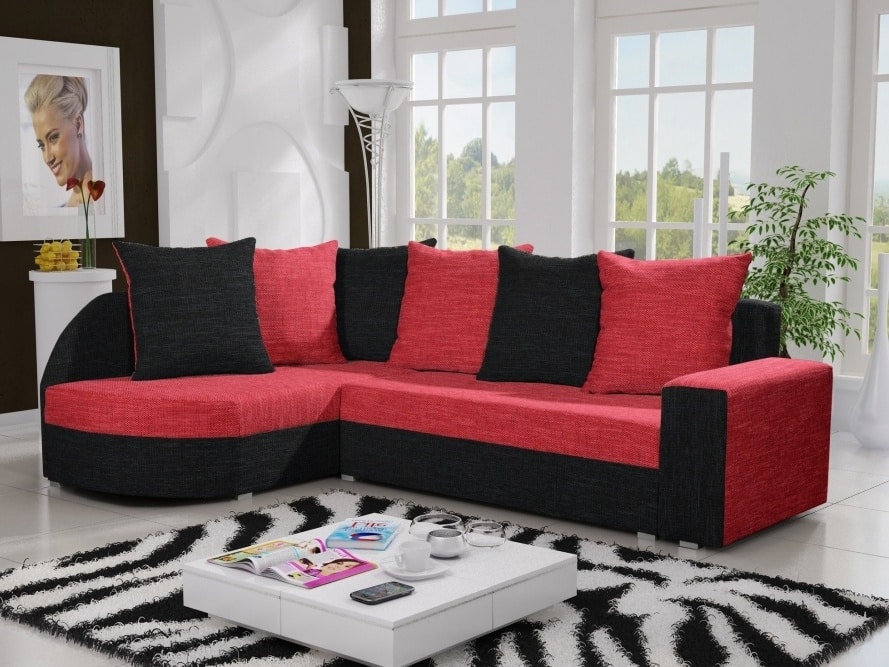 Rohová sedačka LIZBONA 10 levá, červená/černá