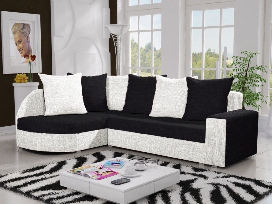 Rohová sedačka LIZBONA 11 levá, černá/krémová