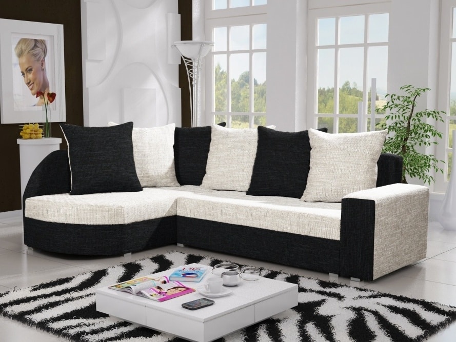 Rohová sedačka LIZBONA 12 levá, krémová/černá