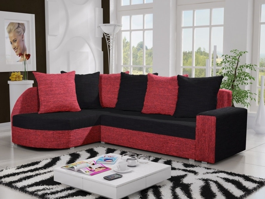 Rohová sedačka LIZBONA 9 levá, černá/červená