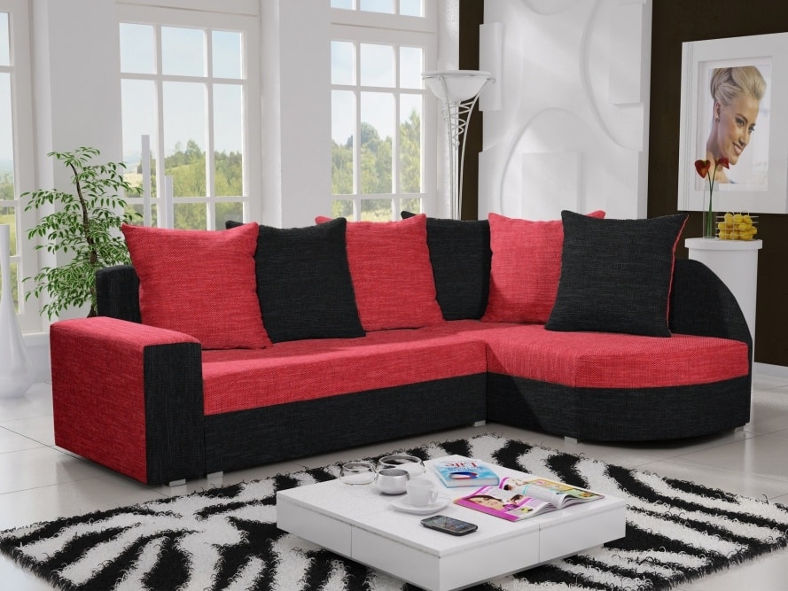 Rohová sedačka LIZBONA 10 pravá, červená/černá