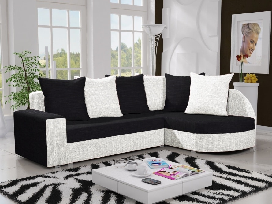 Rohová sedačka LIZBONA 11 pravá, černá/krémová