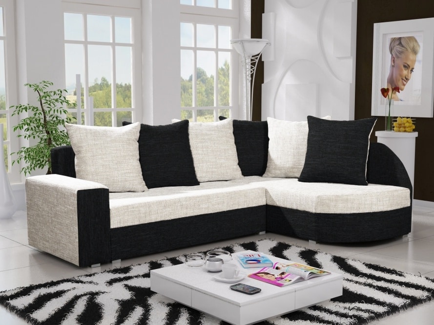 Rohová sedačka LIZBONA 12 pravá, krémová/černá