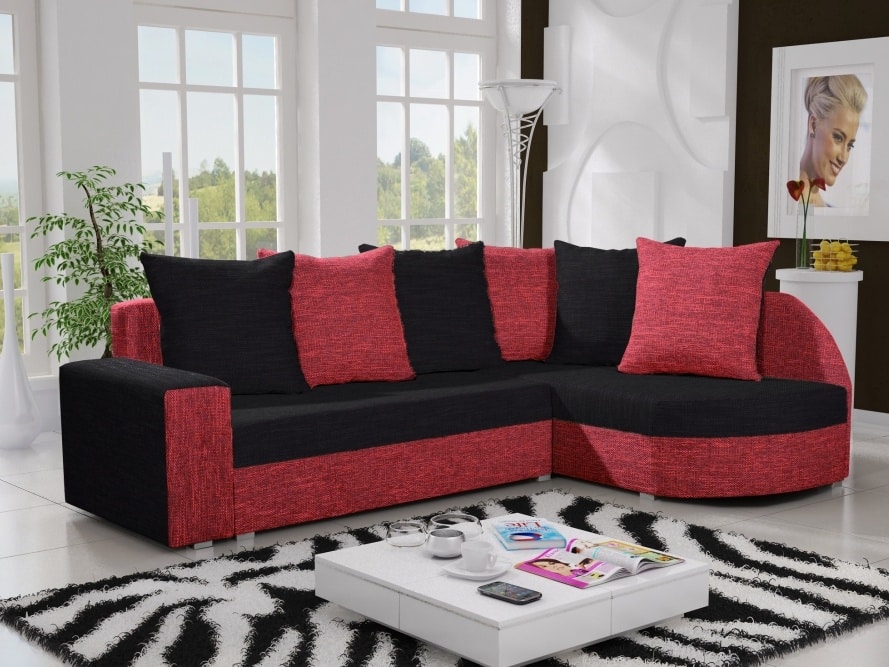 Rohová sedačka LIZBONA 9 pravá, černá/červená