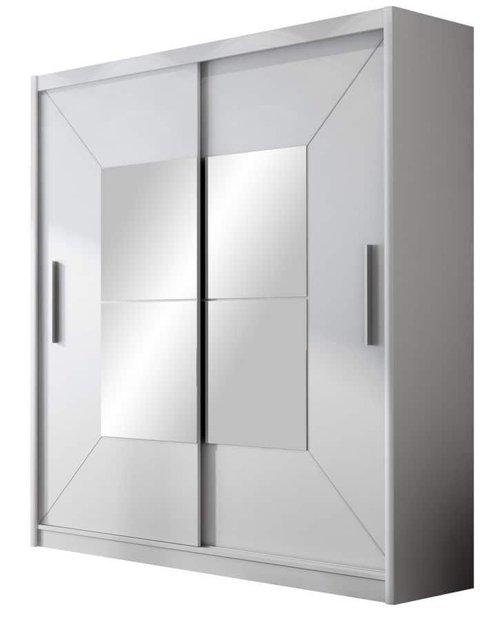 BOSTON šatní skříň s posuvnými dveřmi, bílá