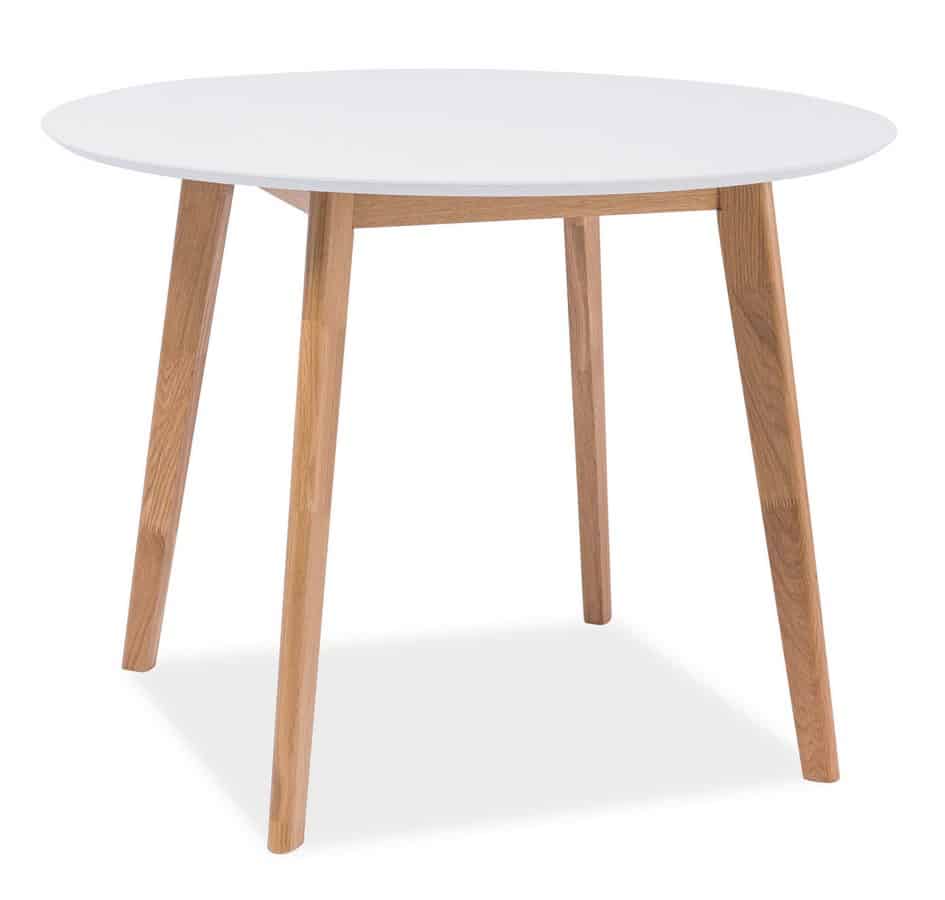 Jídelní stůl kulatý MOSSO II, dub-bílá