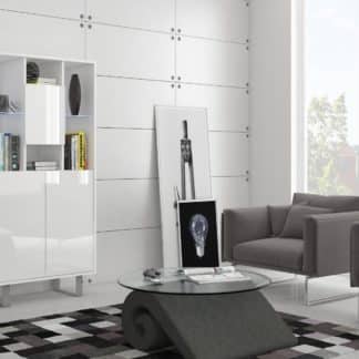 KING 5 vitrína, bílá/bílý lesk