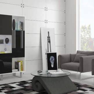 KING 6 vitrína, bílá/černý lesk