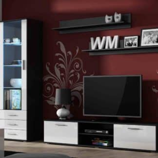 SOHO, obývací pokoj - sestava 1, černý mat/bílý lesk