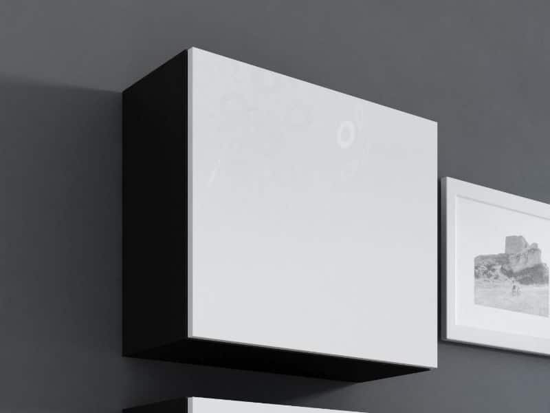 Vitrína čtvercová VIGO, černá/bílý lesk