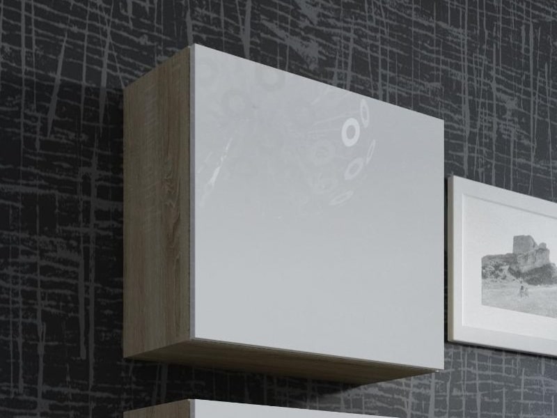 Vitrína čtvercová VIGO, dub sonoma/bílý lesk