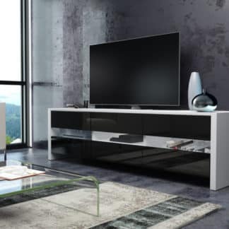 FOX televizní stolek, bílá/černý lesk