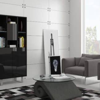 KING 5 vitrína, černá/černý lesk