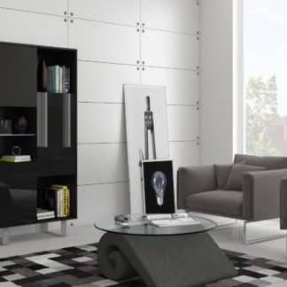 KING 6 vitrína, černá/černý lesk