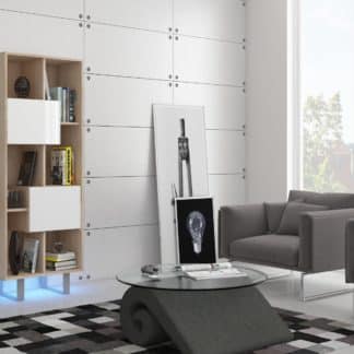 KING 7 vitrína, dub sonoma/bílý lesk