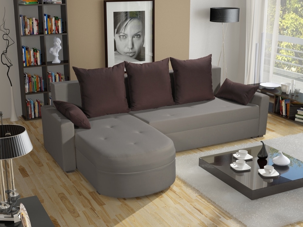 Rohová sedačka WENECJA PIK BIS 3, hnědá látka