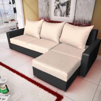 Rohová sedačka MALAGA BIS 5, béžová látka/grafitová ekokůže