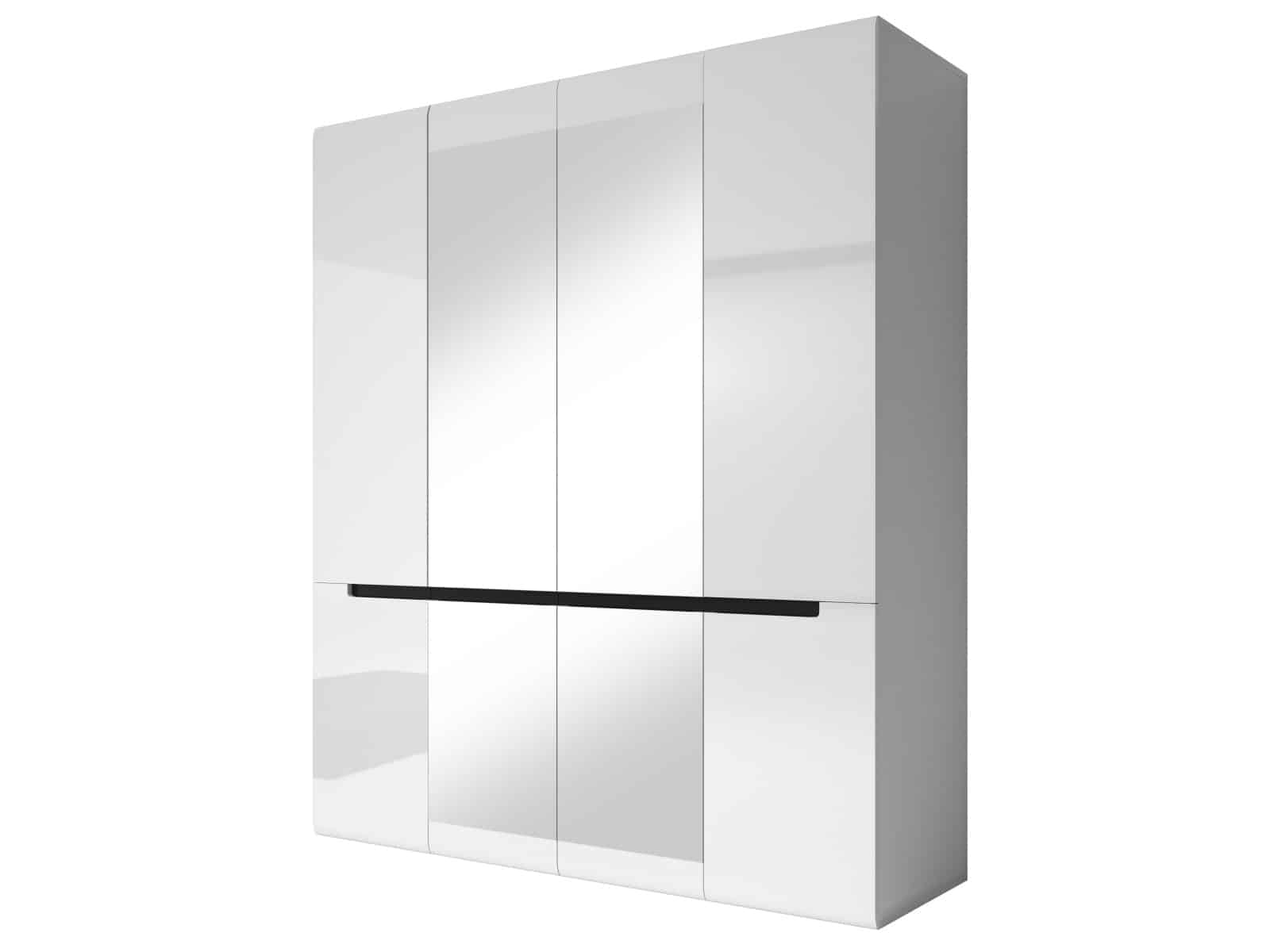 HEKTOR šatní skříň se zrcadlem 180 TYP 20, bílá/bílý lesk