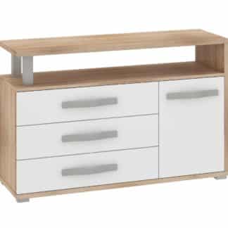 ANGEL komoda 1D3S, dub sonoma/bílý lesk