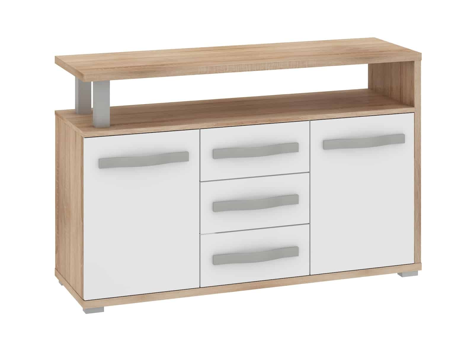 ANGEL komoda 2D3S, dub sonoma/bílý lesk