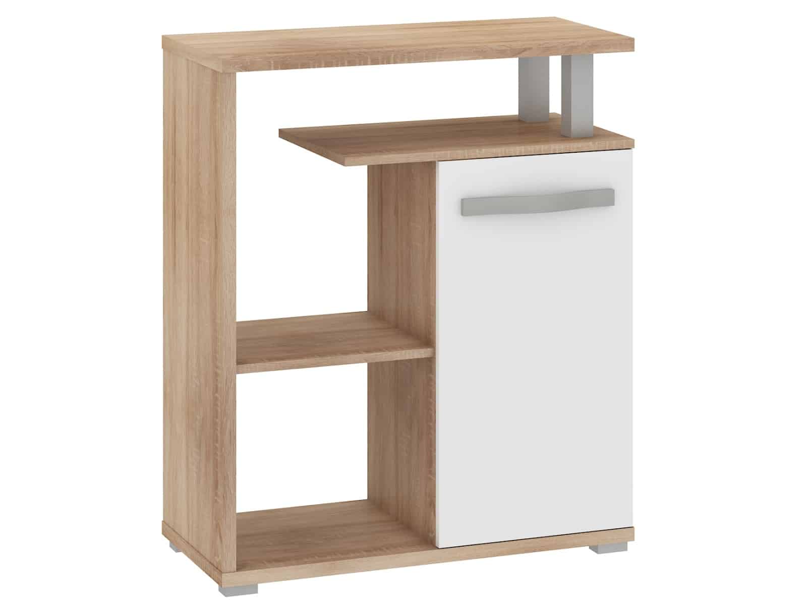 ANGEL regál nízký 1D, dub sonoma/bílý lesk