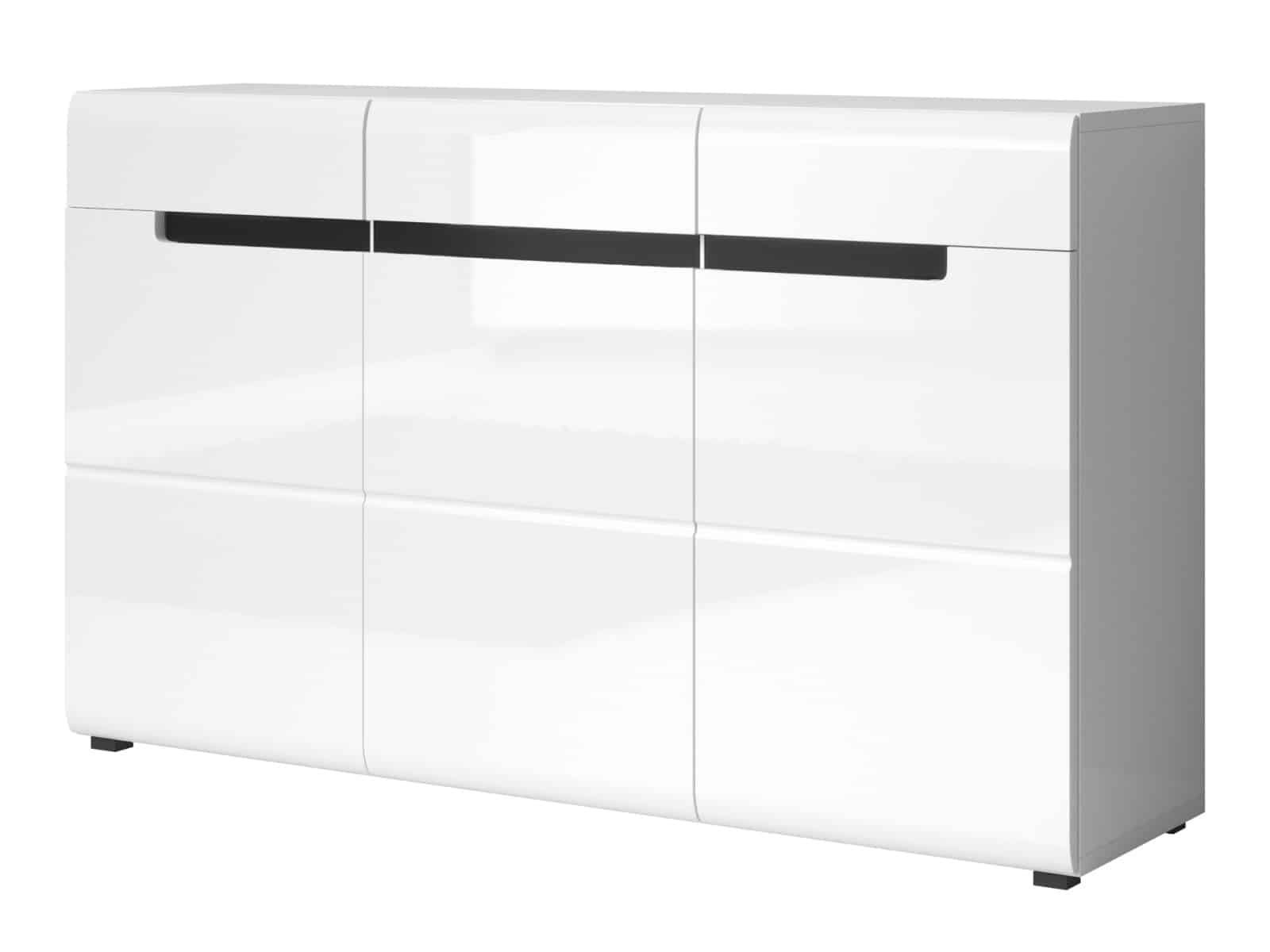 HEKTOR komoda TYP 42, bílá/bílý lesk