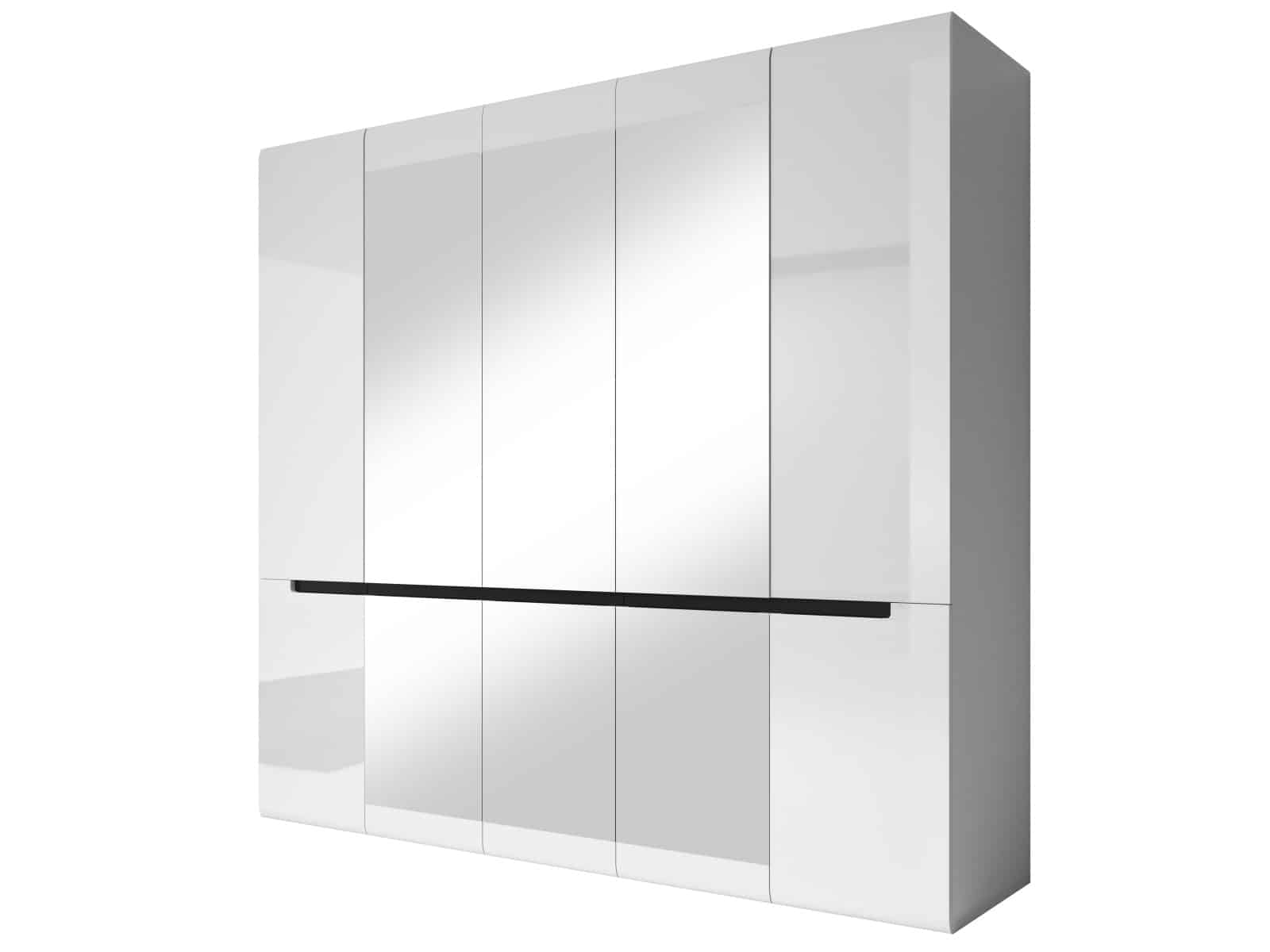 HEKTOR šatní skříň se zrcadlem 225 TYP 21, bílá/bílý lesk