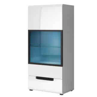 HEKTOR závěsná vitrína TYP 07 pravá, bílá/bílý lesk