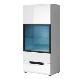 HEKTOR závěsná vitrína TYP 08 levá, bílá/bílý lesk