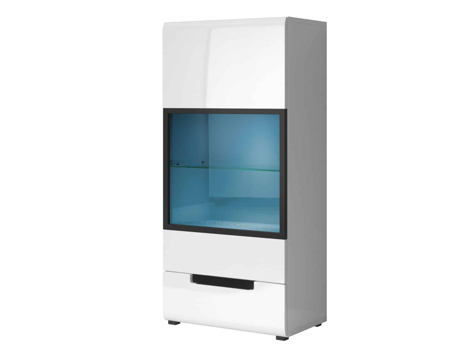 HEKTOR závěsná vitrína TYP 08 levá, bílá/bílý lesk