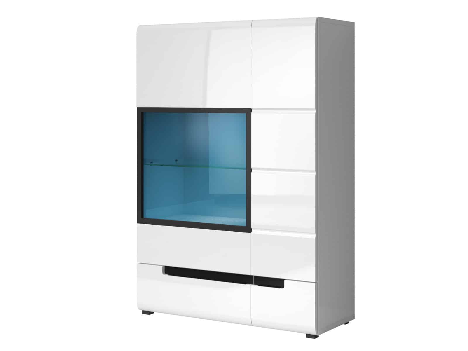 HEKTOR závěsná vitrína TYP 12, bílá/bílý lesk