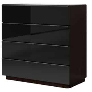 TOGO šuplíková komoda TYP 27, wenge/černé sklo