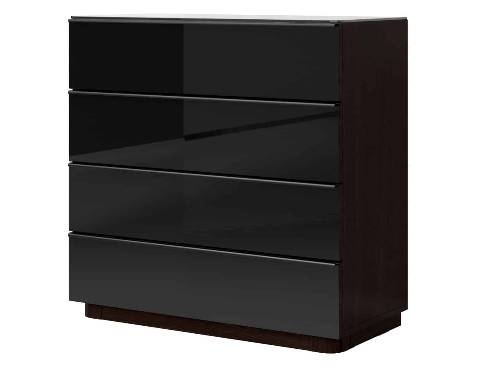 TOGO šuplíková komoda TYP 27, wenge/černé sklo