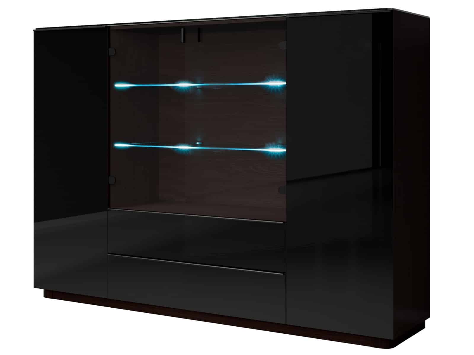 TOGO vitrína TYP 48, wenge/černé sklo