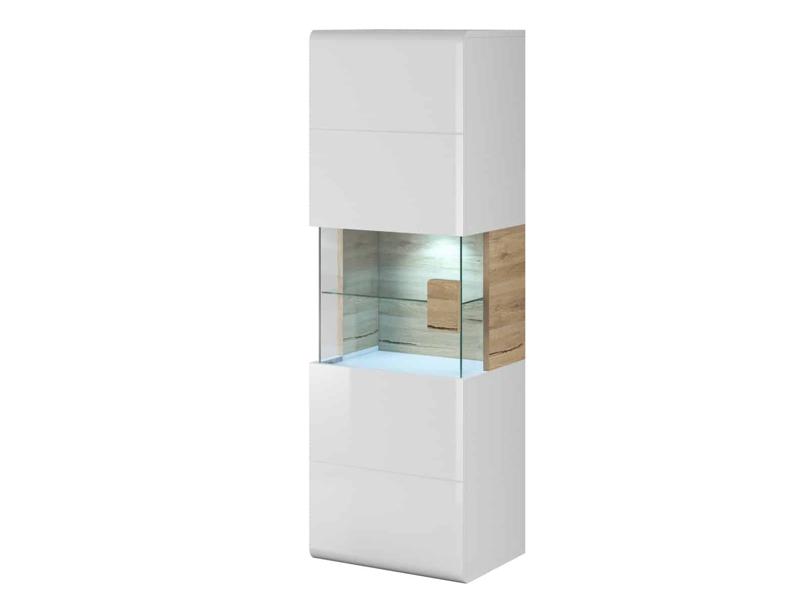 TOLEDO závěsná vitrína TYP 07, dub san remo/bilá lesk