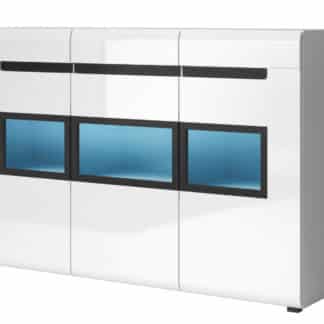 HEKTOR komoda TYP 43, bílá/bílý lesk/sklo