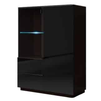 TOGO vitrína TYP 44, wenge/černé sklo