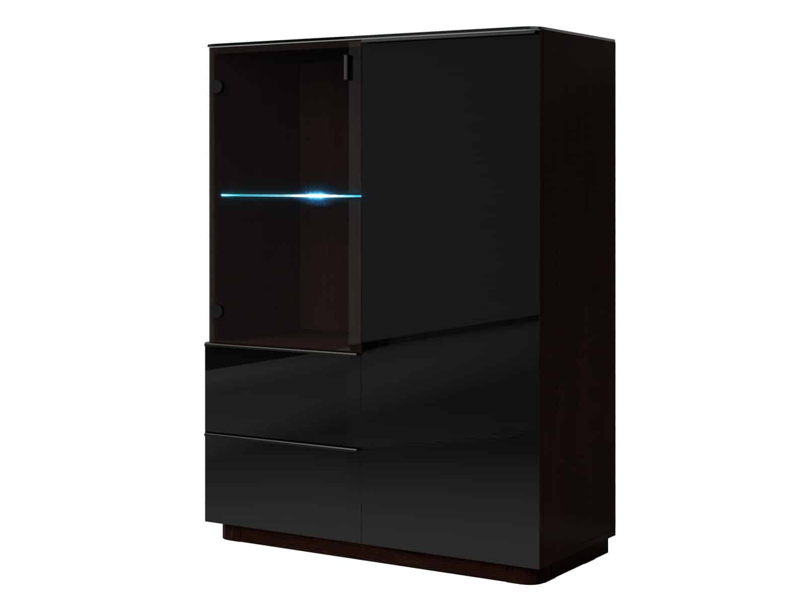 TOGO vitrína TYP 44, wenge/černé sklo