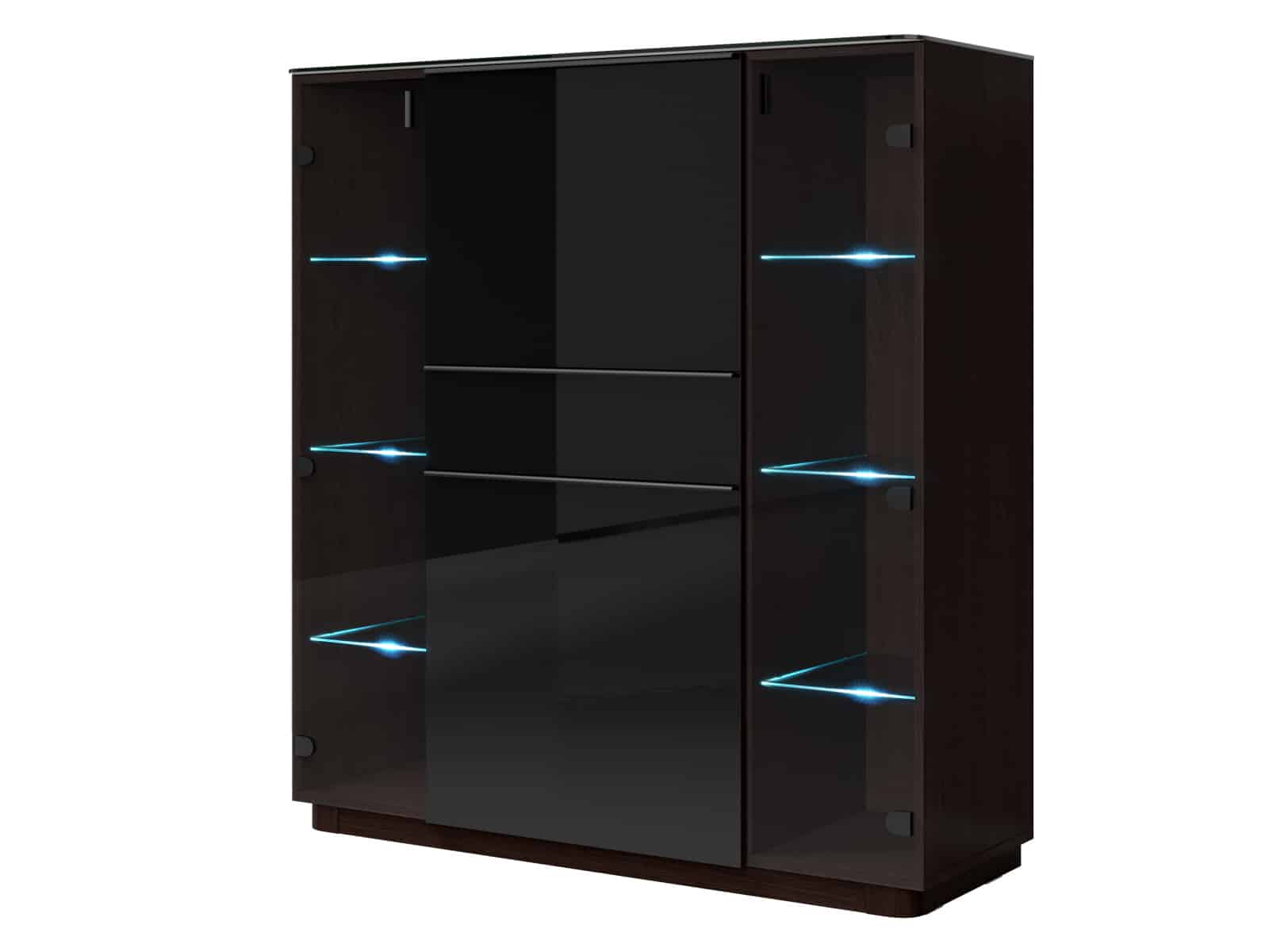 TOGO vitrína TYP 46, wenge/černé sklo