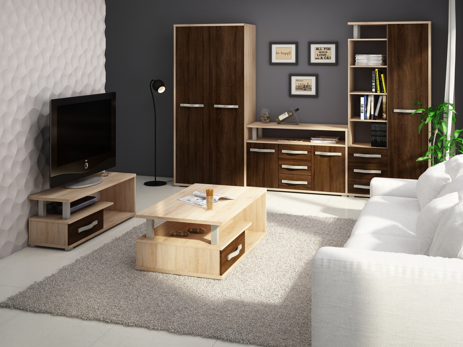 Obývací pokoj ANGEL 6, dub sonoma/dub sonoma tmavý