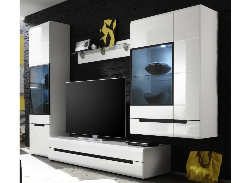 HEKTOR obývací stěna 11, bílá/bílý lesk