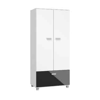 SOLO, skříň SOL-07, bílá/černý lesk